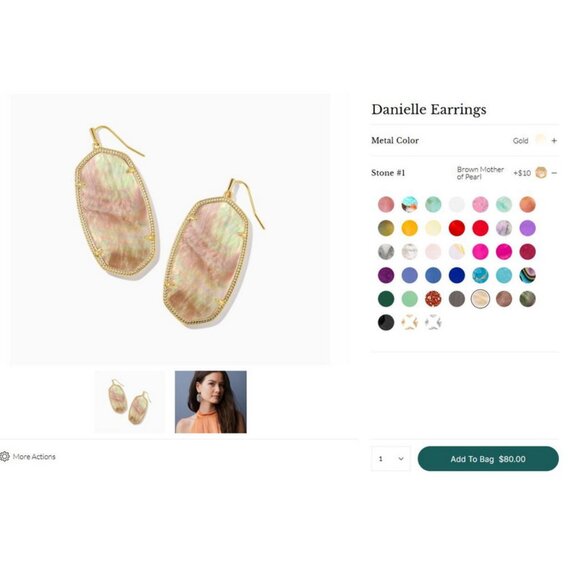 Kendra Scott Danielle Brown Pearl Earrings Gold Plated - Picture 5 of 6